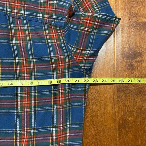 L.L. Bean Vintage Flannel Blue Red Green Button Front Shirt Men's Size Medium - Picture 8 of 9